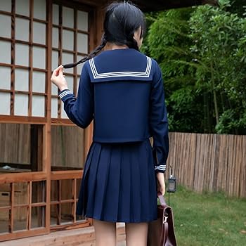襟付き シャツ セーラー プリーツ ロングスカート コーデ セット セーラー服 レディース 学生制服 シャツブラウス プリーツ